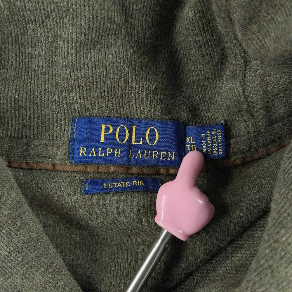 Polo Ralph Lauren Sweater Mens XL Green Long Sleeve Pony Shawl Collar Estate Rib